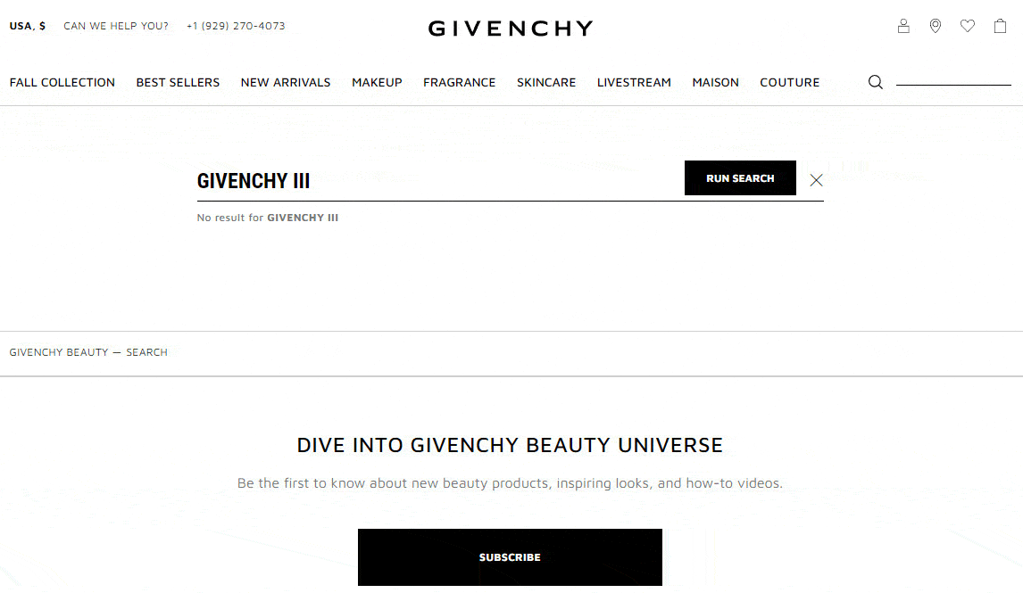 searching Givenchy website from USA and France and seeing different perfume inventory options